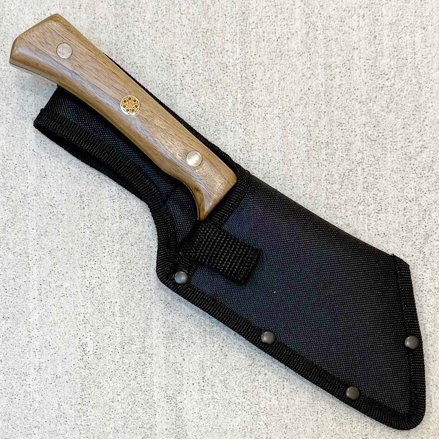 Herbertz CJH Outdoor Kochmesser – Robustes Küchenmesser mit Walnussholzgriff – Detailansicht