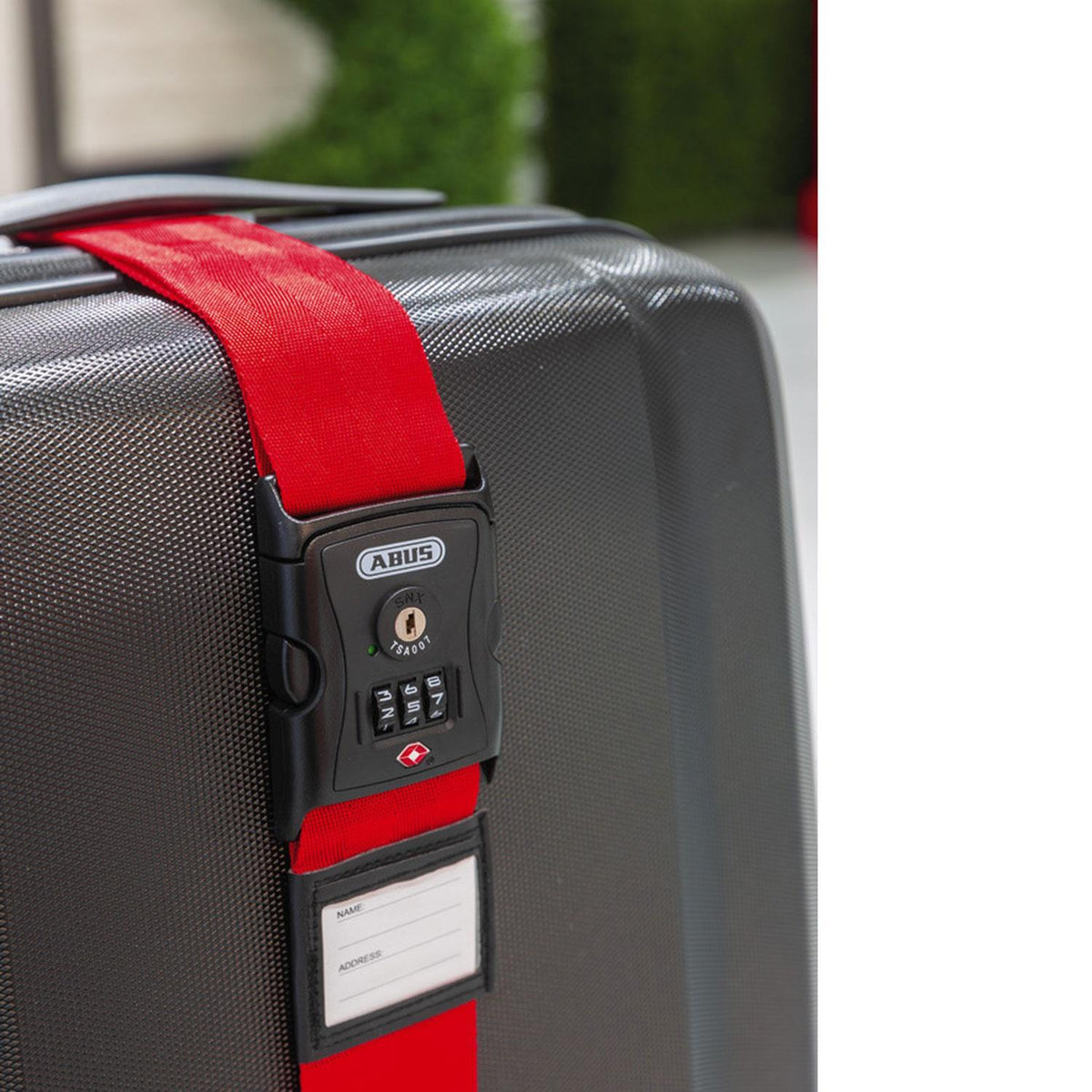ABUS 620TSA/192 Kofferband schwarz - Koffergurt mit Zahlenschloss und Adressfeld