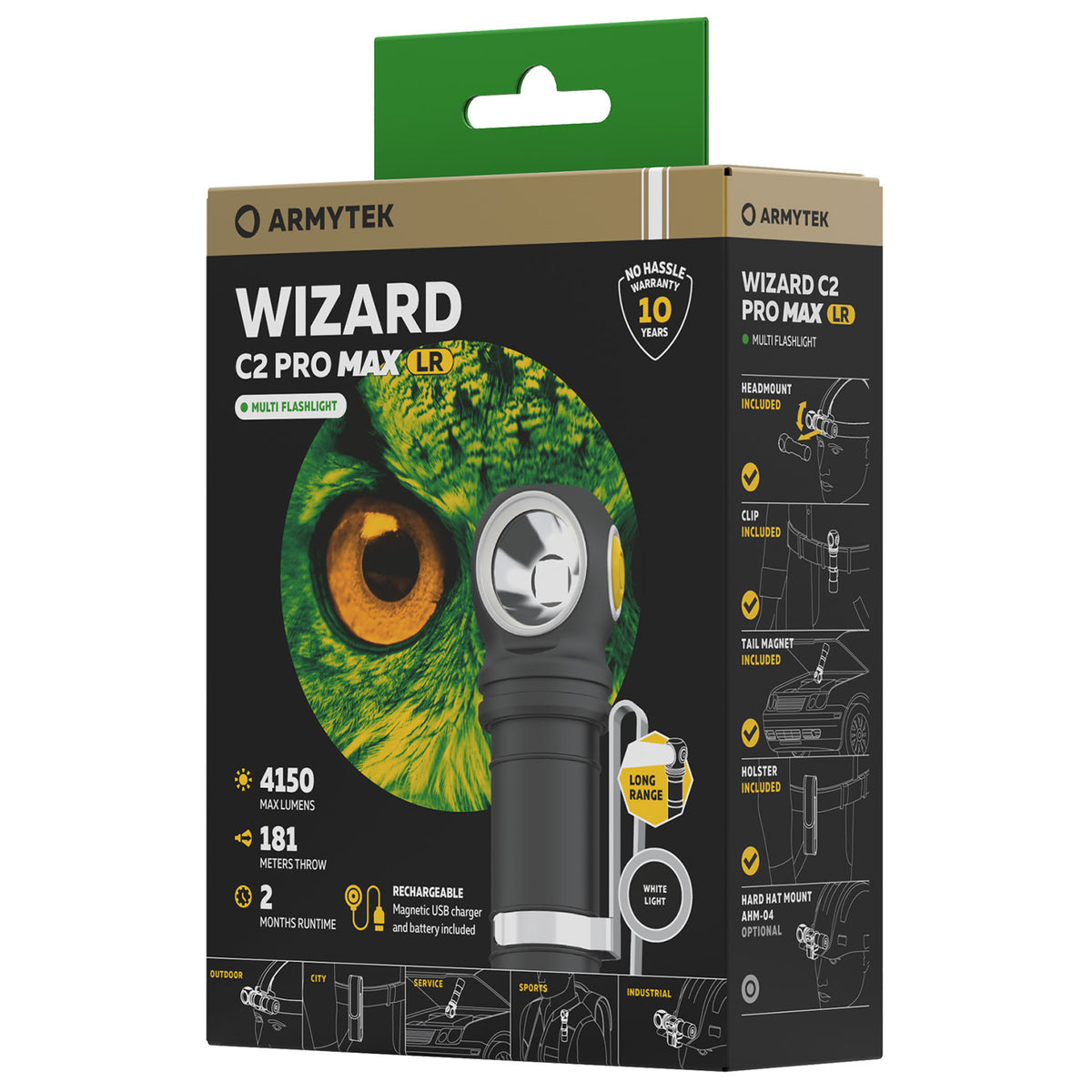 Armytek Wizard C2 Pro Max LR Warmweiß – Stirnlampe mit 3870 lm & Magnetladen