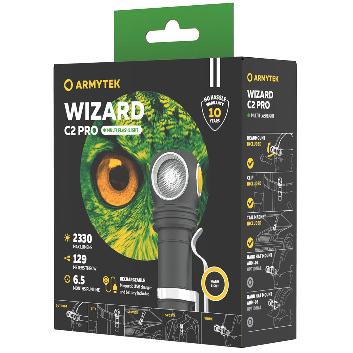 Armytek Wizard C2 Pro warmweiß - LED Stirnlampe 2330 Lumen mit Magnet Ladefunktion