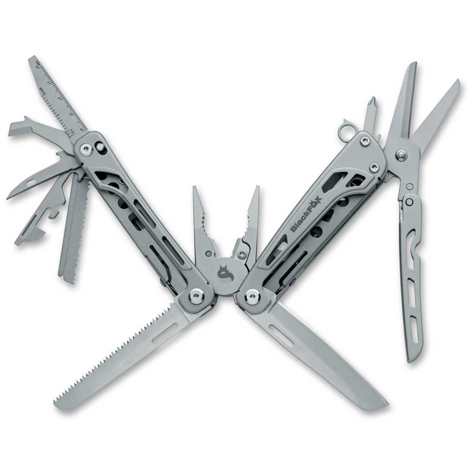 BlackFox Fortitude – Multitool aus Edelstahl mit 16 Funktionen & Nylonetui – Detailansicht