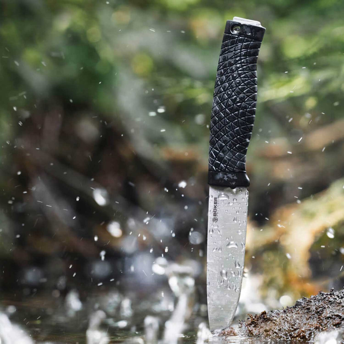 Böker Bronco - Outdoormesser mit Feuerstarter und Köcherscheide aus Leder