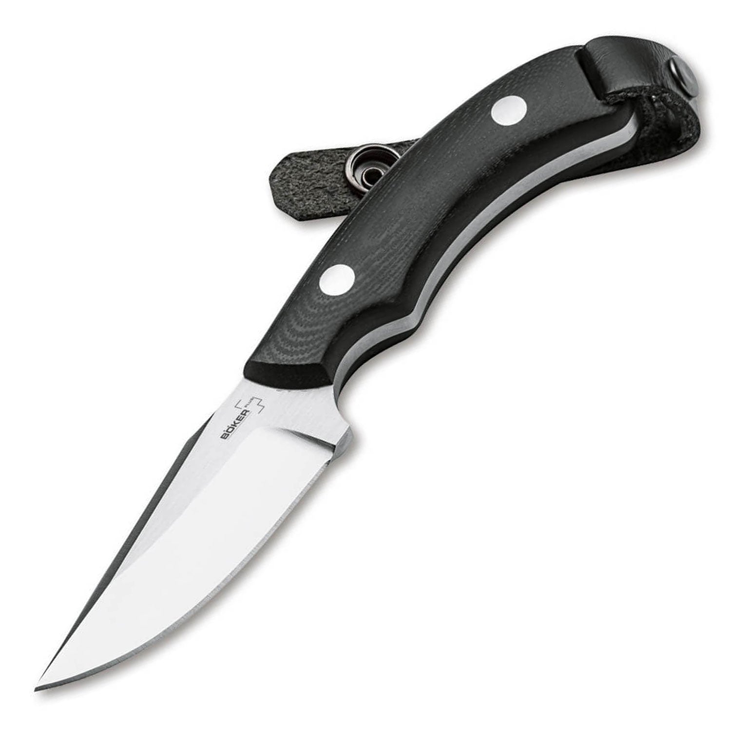 Böker Plus J-Bite – EDC-Messer aus 440C Stahl mit G10 Griff & Lederholster