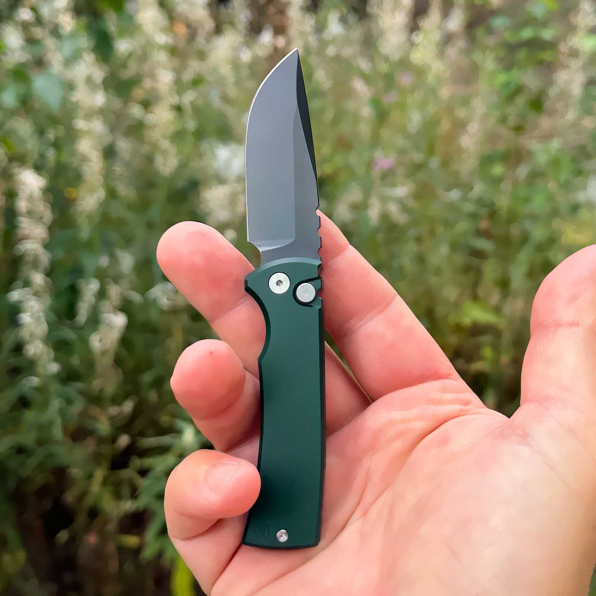 Böker Mini Redencion 42a OD Green – Taschenmesser mit MagnaCut-Klinge. Darstellung der Abmessungen der OD-grünen Ausführung.