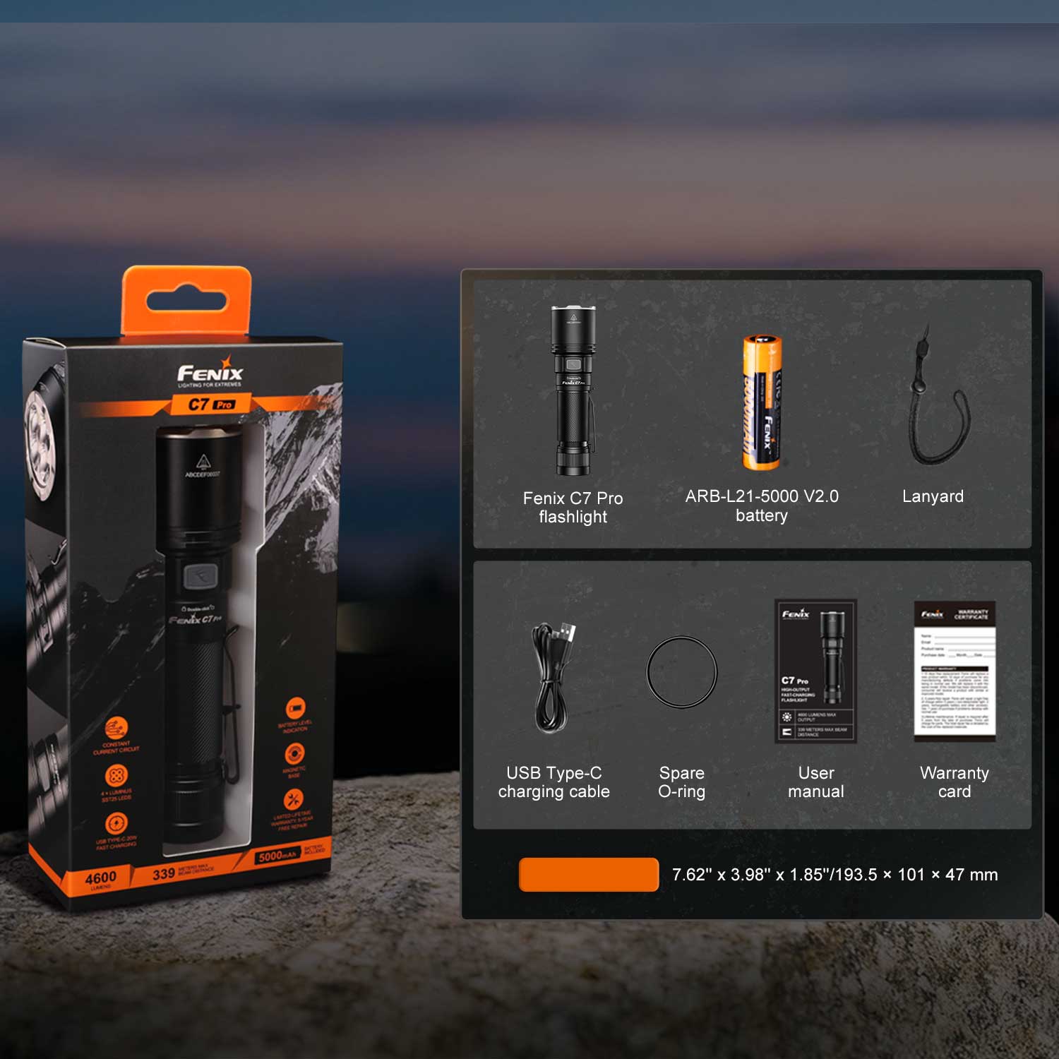 Fenix C7 Pro LED Taschenlampe Lieferumfang