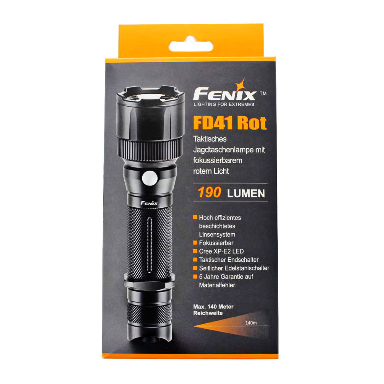 Fenix FD41 Rot – fokussierbare LED-Taschenlampe mit Rotem Licht für die Jagd – Detailansicht