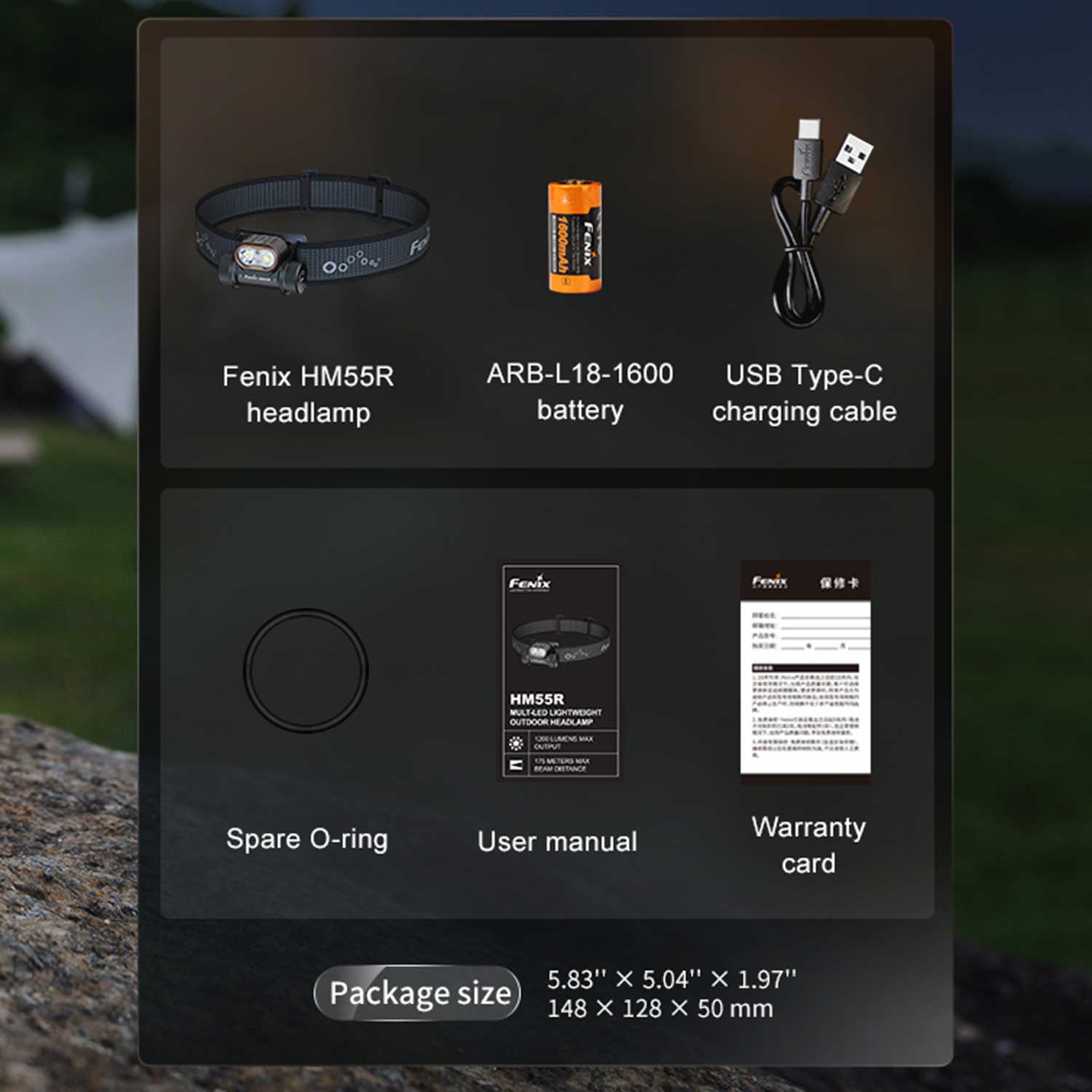Fenix HM55R – Stirnlampe mit Spot-, Flut- & Rotlicht, 1200 lm, Akku & USB-C