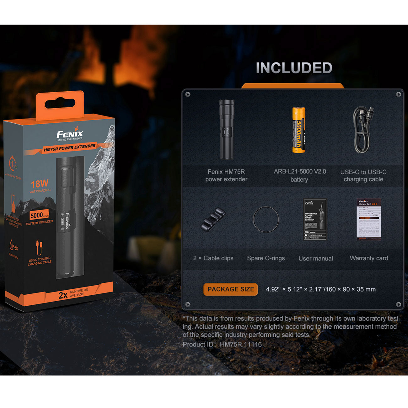 Fenix HM75R LED Stirnlampe 1600 Lumen mit zusätzlichem externem Akkupack – Detailansicht
