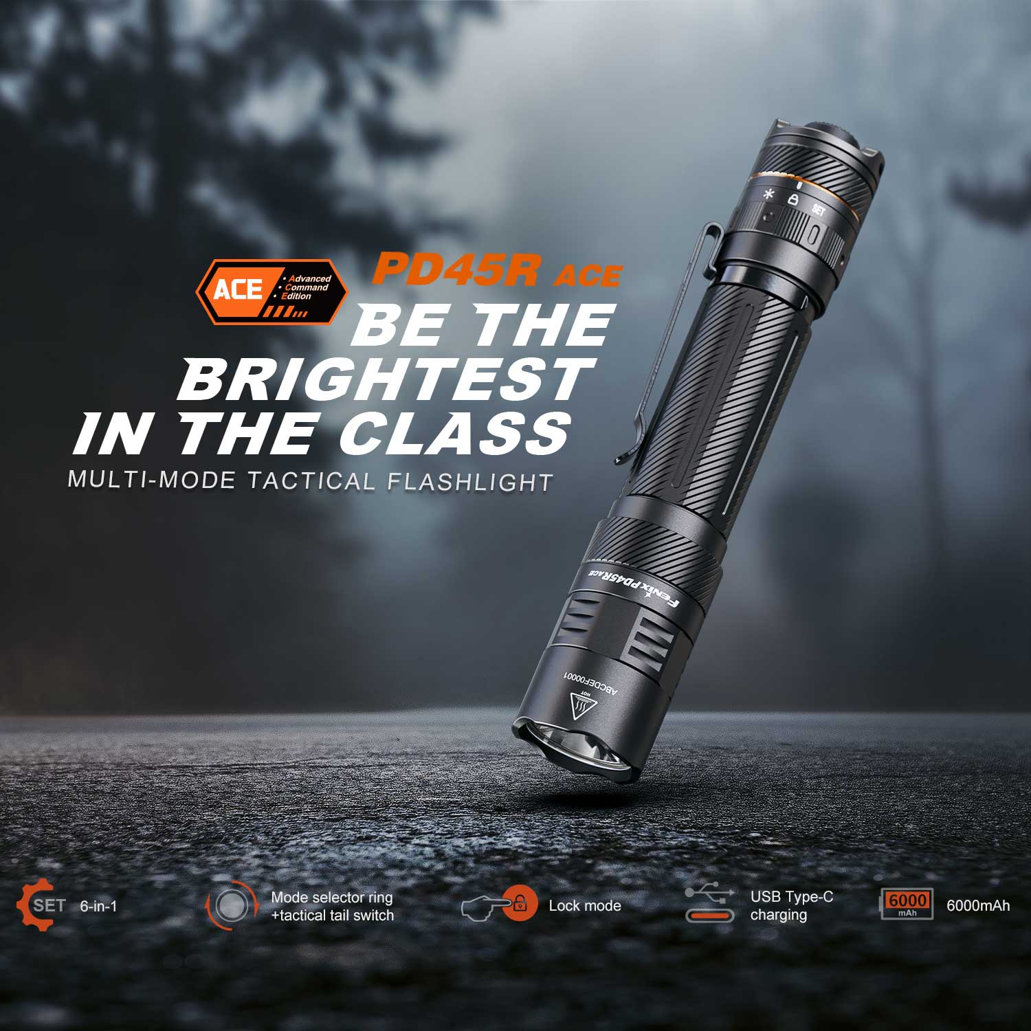 Fenix PD45R ACE LED Taschenlampe 3200 Lumen 21700 Akku USB-C
