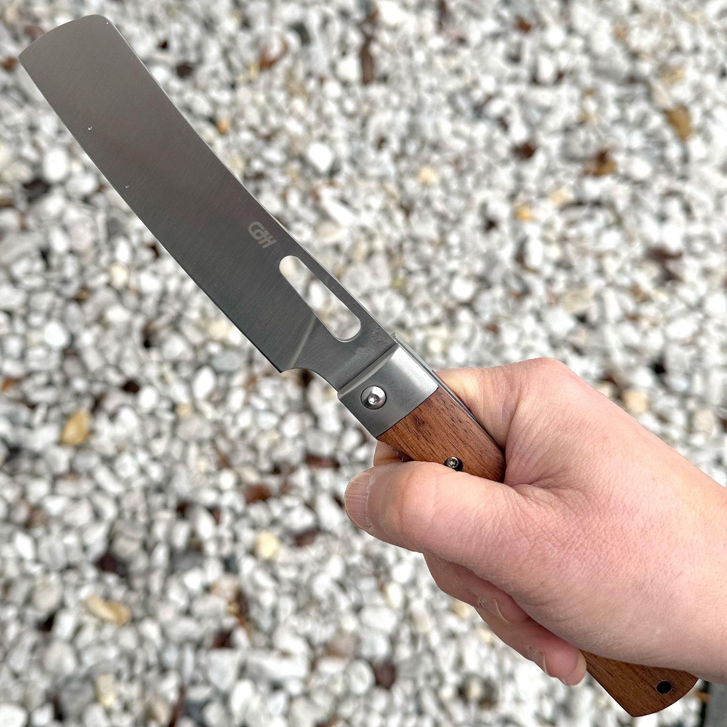 Herbertz CJH Camping-Kochmesser – Taschenmesser mit Tagayasanholz-Griffschalen – Detailansicht