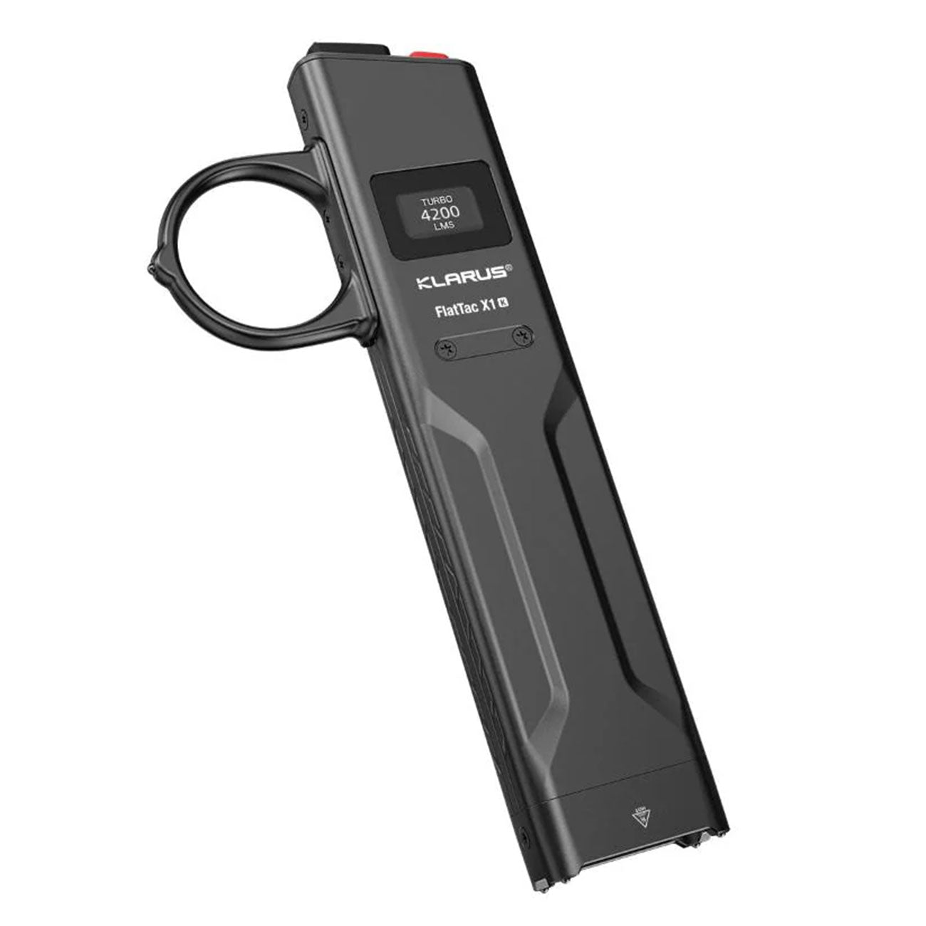 Klarus X1 FlatTac V3 – Flache Taschenlampe mit 4200 Lumen, OLED-Display, USB-C – Detailansicht