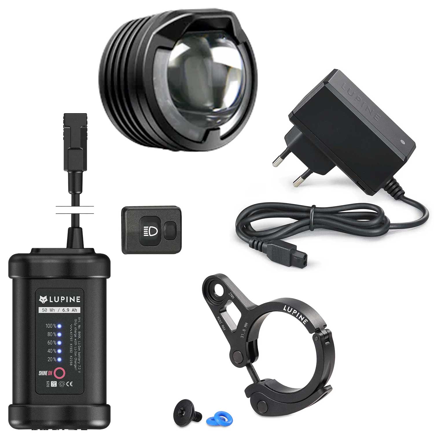 fahrradbeleuchtung externer akku Lupine SL AF – StVZO Fahrradlampe mit 1300 Lumen & 6.9 Ah Akku (31.8 mm)