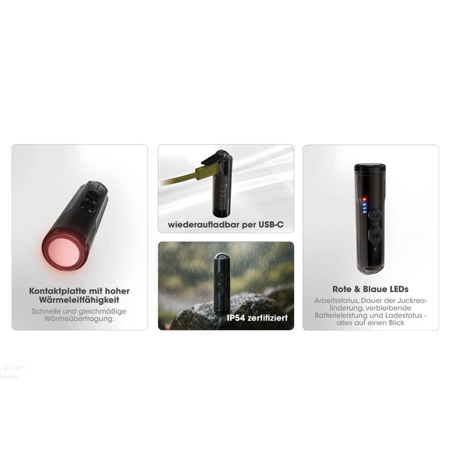 Nitecore Bite Healer 10 – Insektenstichheiler mit 2 Wärmestufen USB-C aufladbar – Detailansicht