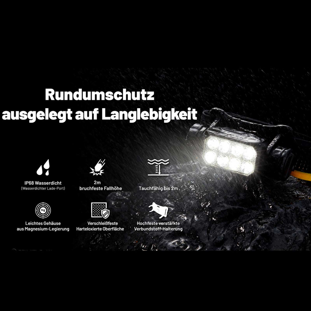 Nitecore HC65 MCT – Stirnlampe mit 2000 lm, 3 Lichtfarben, Rotlicht & USB-C