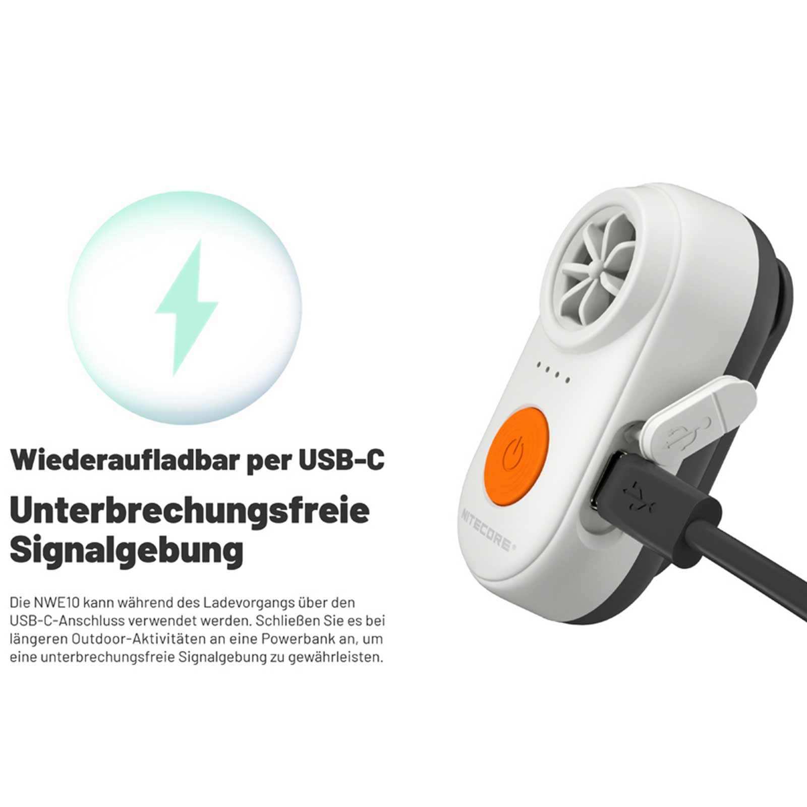 Nitecore NWE10 – elektronisches Notsignalgerät mit 126 dB, SOS & Beacon