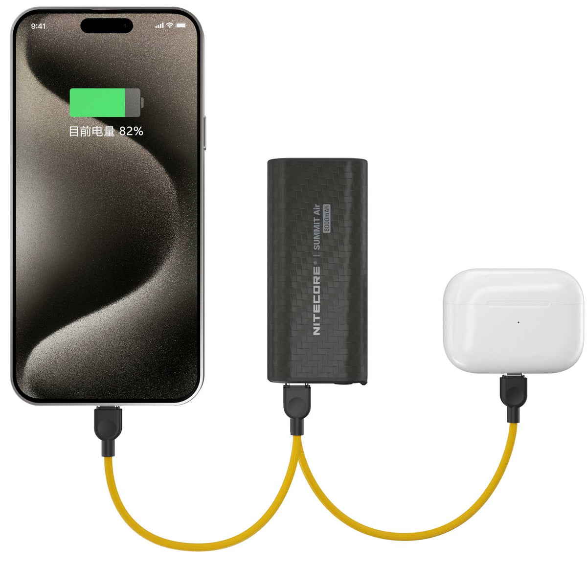 Nitecore SUMMIT Air – 8000mAh Powerbank mit 2x USB-C, kältebeständig bis -40 °C. Anwendungsdarstellung der Powerbank bei winterlicher Kälte.