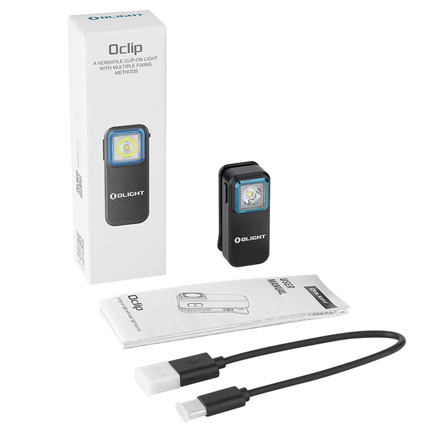Olight Oclip – Multifunktionslampe mit Clip, Magnet, Rotlicht, USB-C (schwarz)