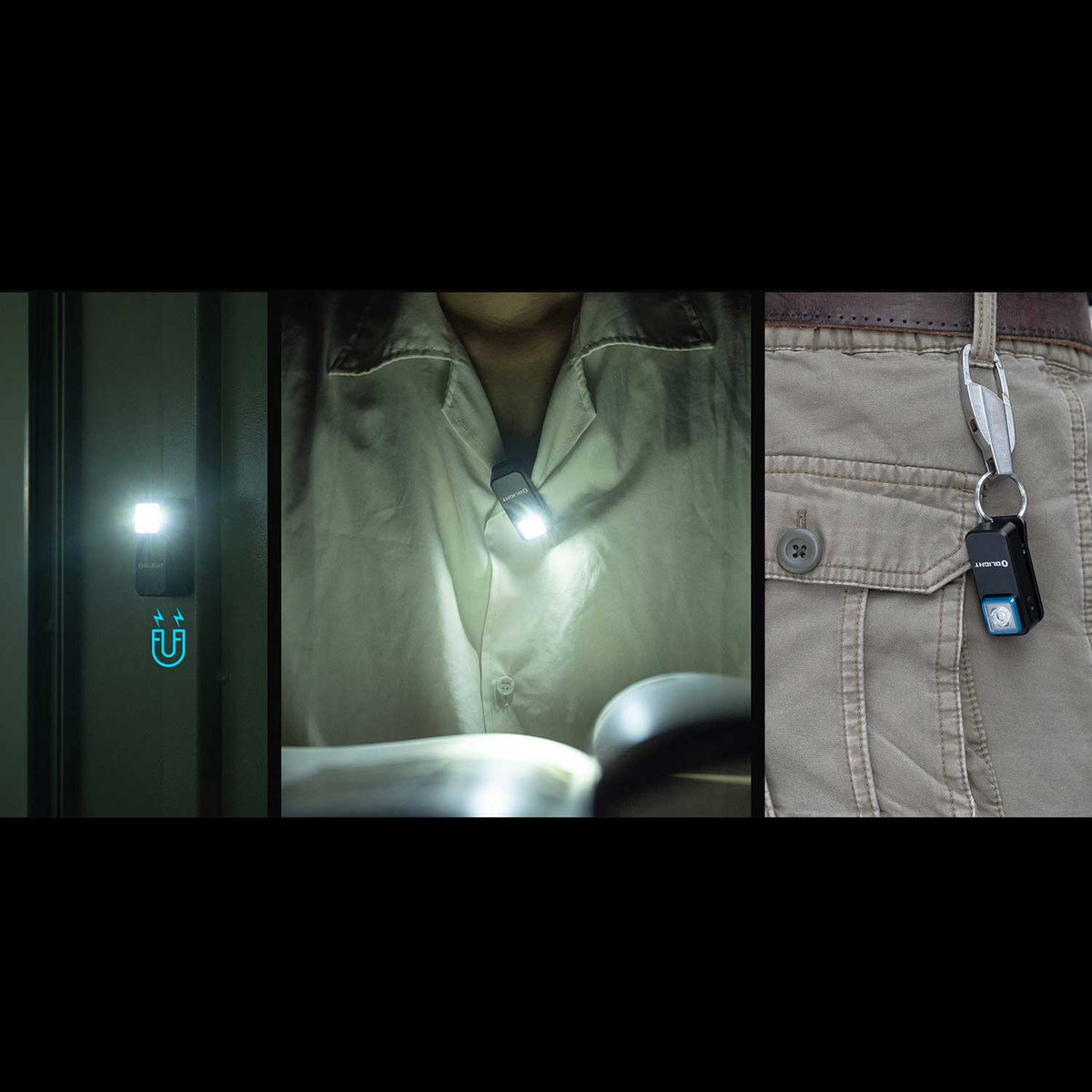 Olight Oclip – Multifunktionslampe mit Clip, Magnet, Rotlicht, USB-C (schwarz)
