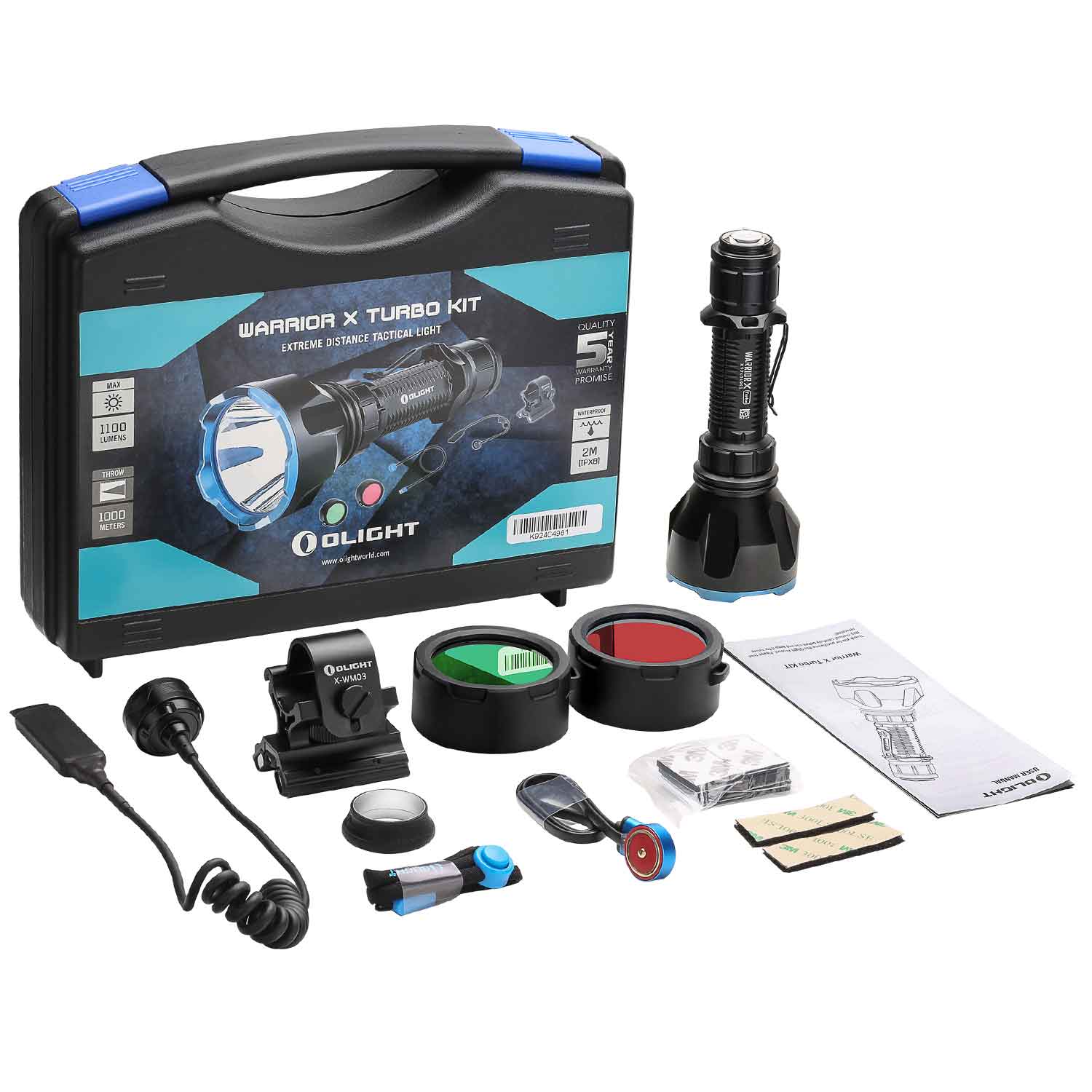 Olight Warrior X Turbo Kit – Jagd-/Suchlampe mit 1100 Lumen (Komplettset) – Detailansicht