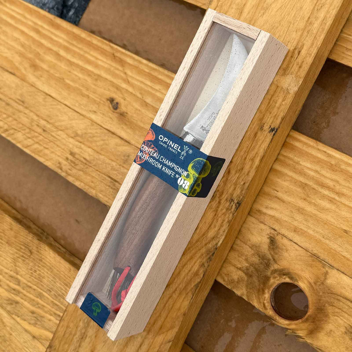 Opinel No. 08 Pilzmesser – 80 mm Klinge, Walnussholzgriff & Bürste in Holz-Geschenkbox