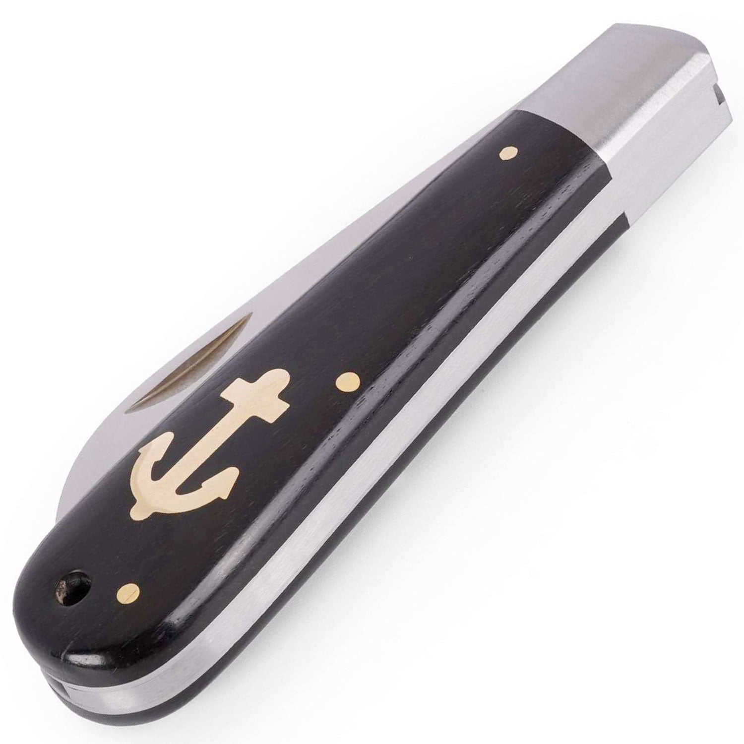 Otter Ankermesser Grenadill mit rostfreier Stahlklinge und Holzgriff in 2 Größen – Detailansicht