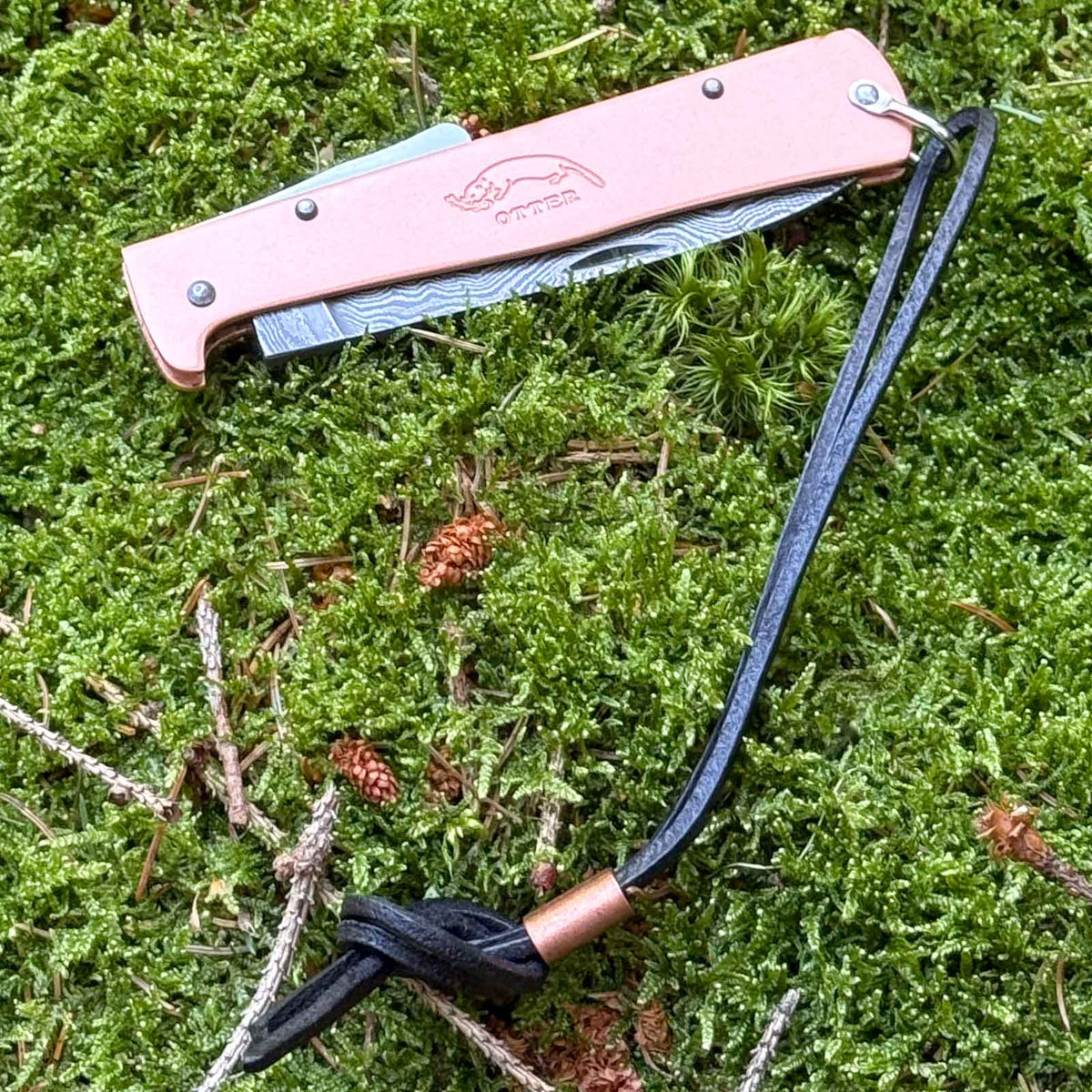 Otter Mercator Kupfer Damast – Taschenmesser mit 90 mm Damastklinge (10-626 rg D) – Detailansicht