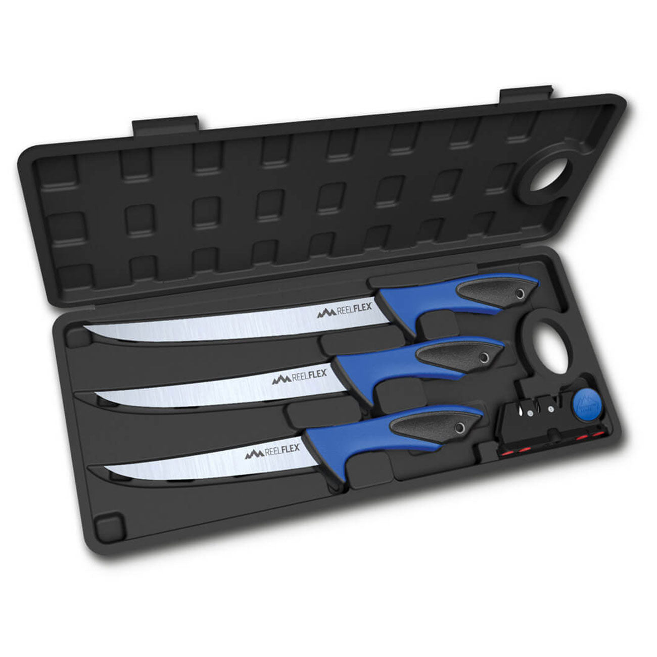 Outdoor Edge Reel-Flex Pack - 3 tlg. Filetiermesser-Set mit Messerschärfer im Koffer