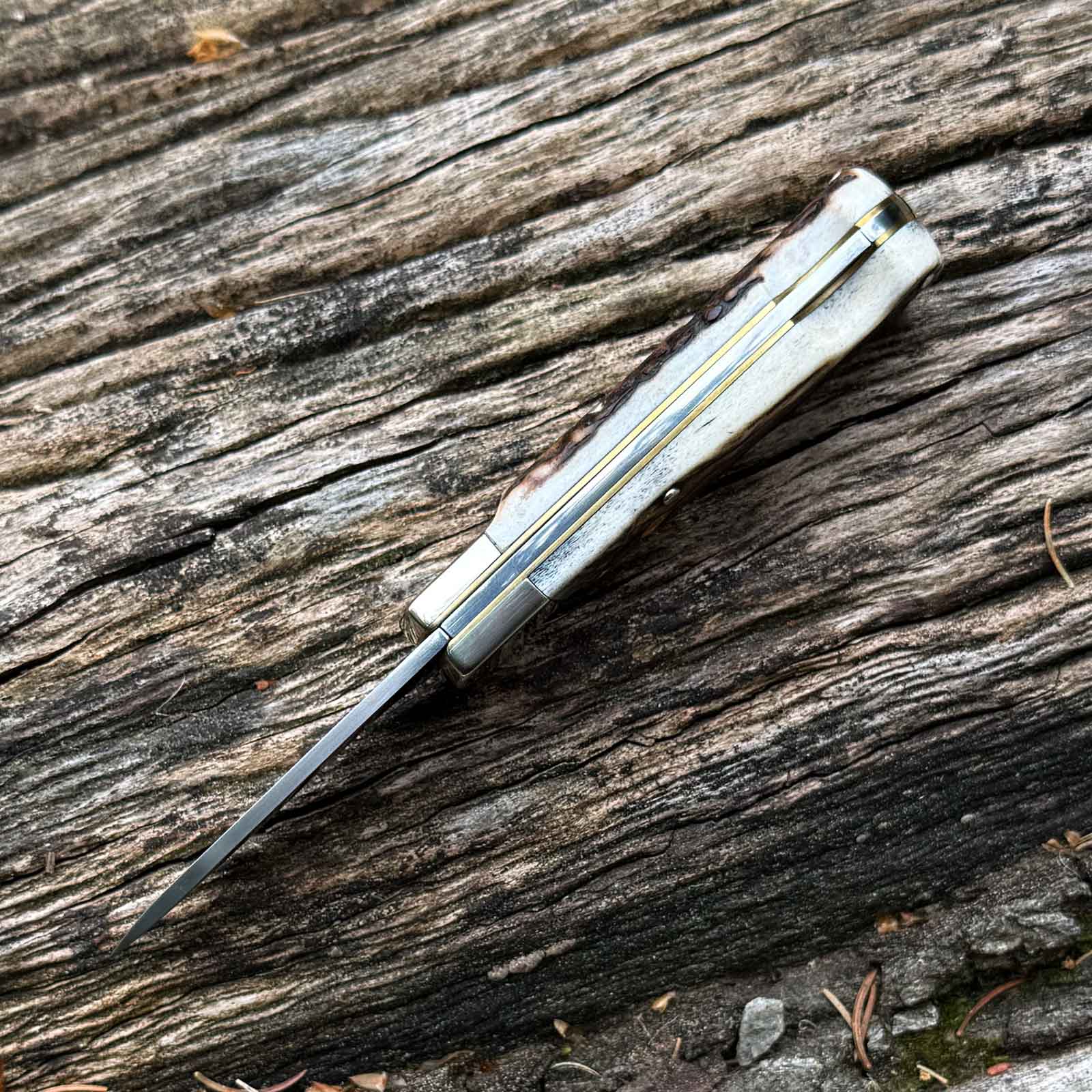 Puma 4-star Stag Jagd Taschenmesser mit Hirschhorn Griffschalen - Detailansicht Messerrücken