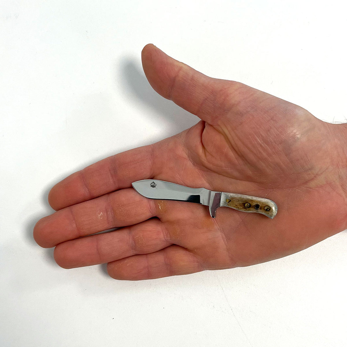 Puma Mini White Hunter – Miniatur-Messer mit Hirschhorngriff & Lederscheide