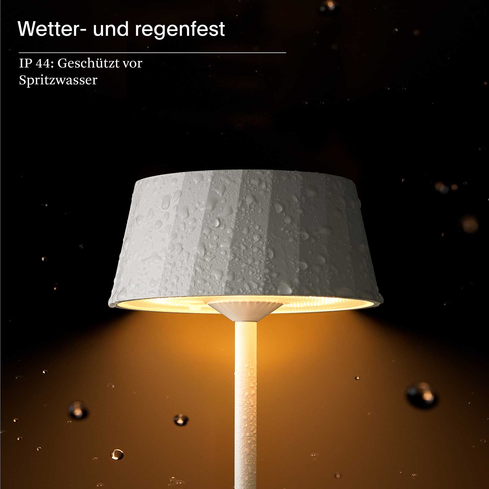 Sigor Facetta – Akku-Tischleuchte – Licht wetterfest usb