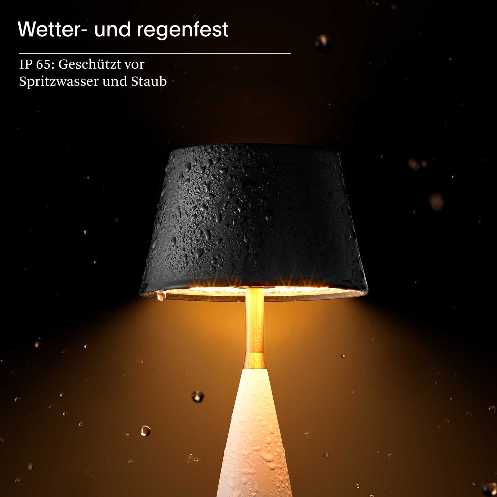 Sigor Thala – dimmbare Akku-Tischleuchte mit 2200/2700 K & IP65 – mit Akku und Ladeanschluss