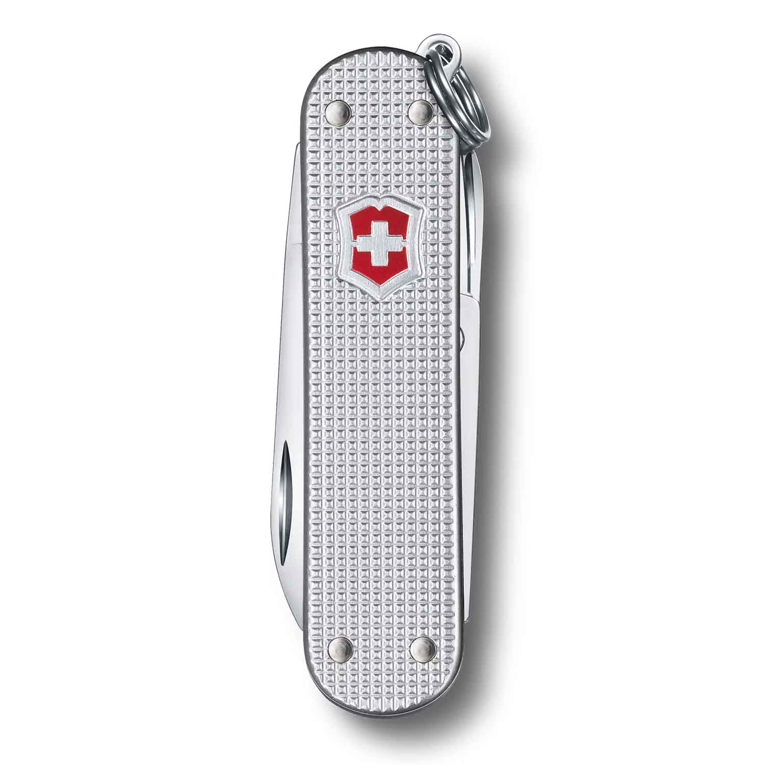 Victorinox Classic SD Alox – Kompaktes Taschenmesser mit 5 Funktionen silber – Griffmaterial und Details