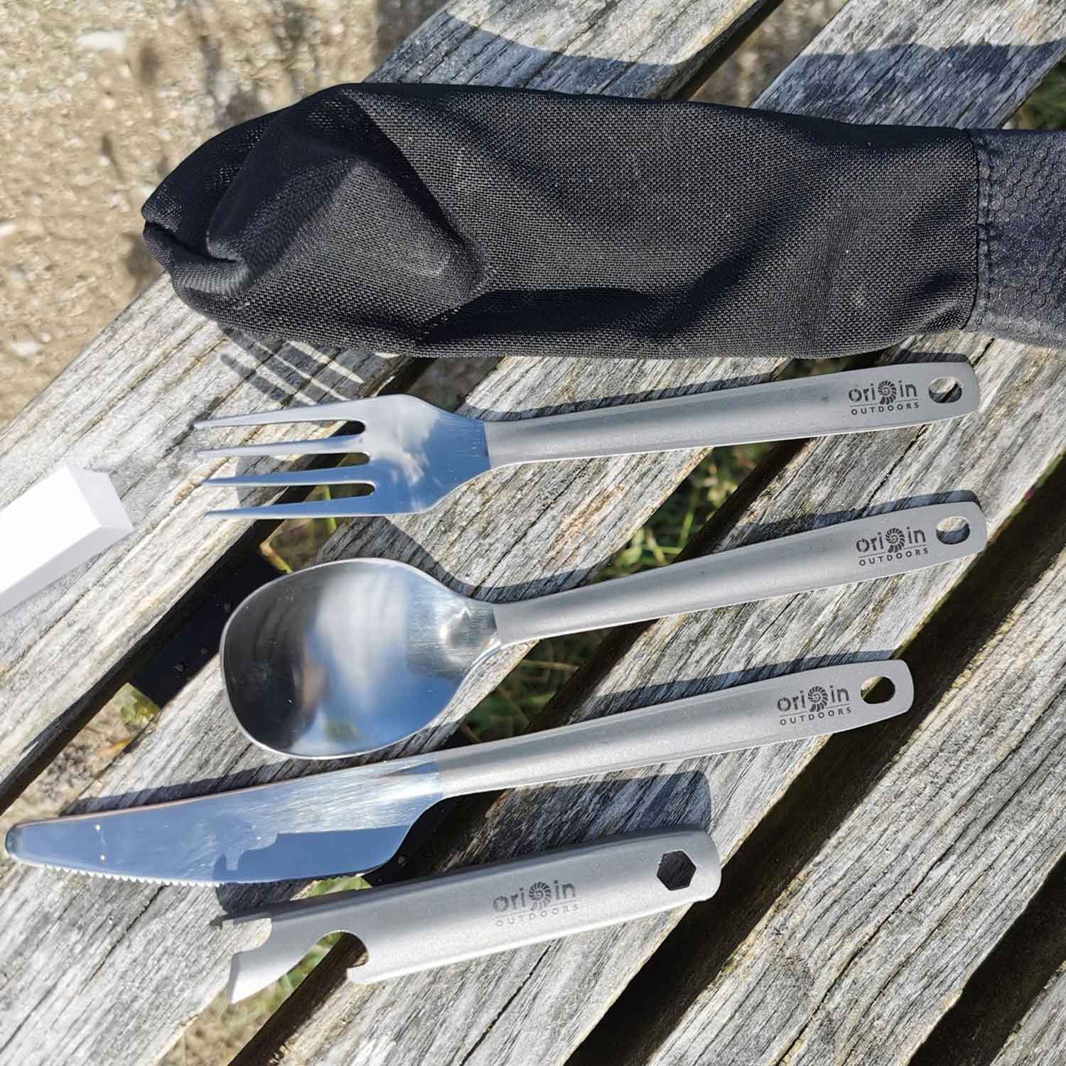 Origin Outdoors Bundeswehrbesteck – 4-teiliges Titan-Besteckset