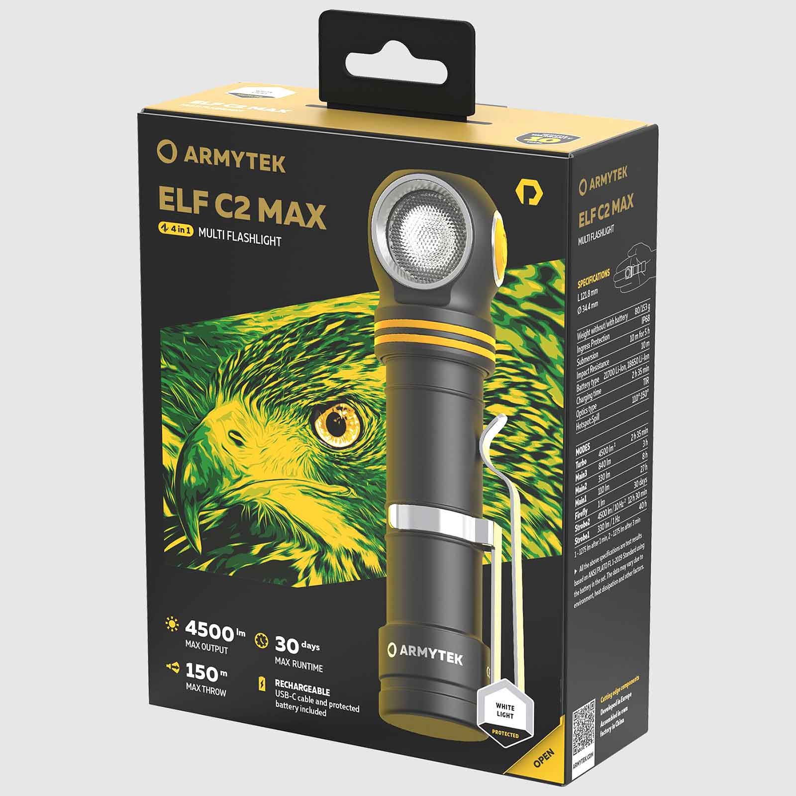 Armytek Elf C2 Max USB-C PCB White