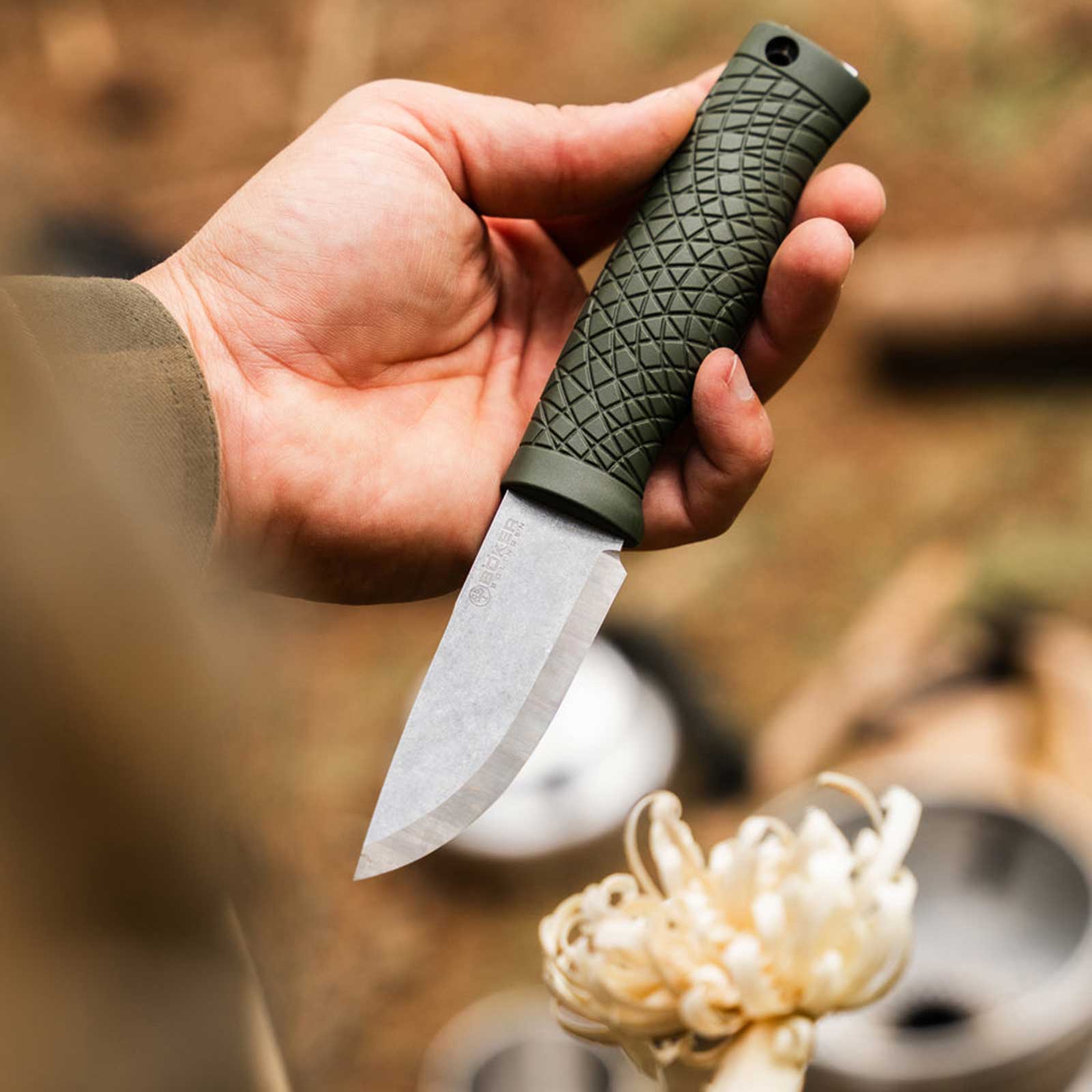 Böker Bronco Mini CPM3V Green Scandi Fahrtenmesser