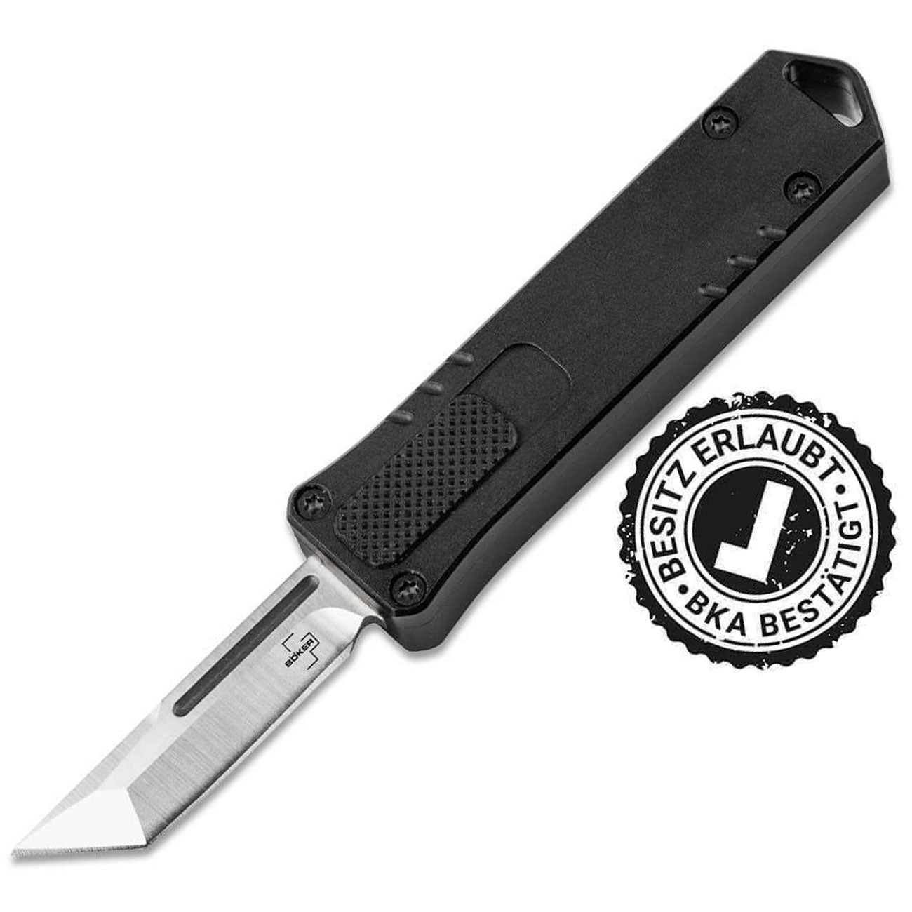 Böker Plus Micro USB OTF Tanto Taschenmesser schwarz – Detailansicht