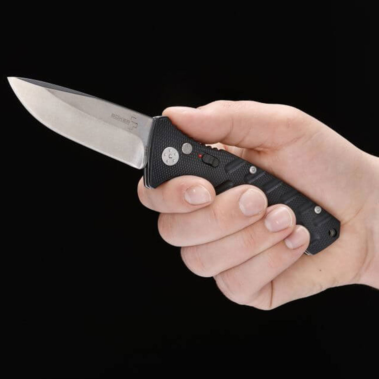 Böker Plus Strike Droppoint - Taschenmesser mit Clip & Nylonetui – Detailansicht
