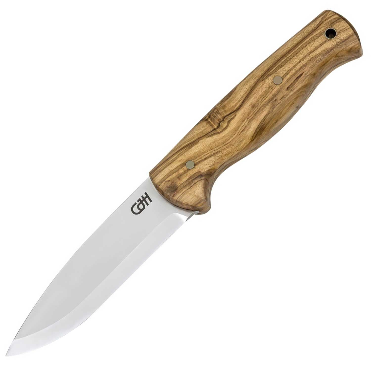 Herbertz CJH Outdoormesser – Mit feststehender D2-Stahlklinge & Olivenholzgriff – Detailansicht