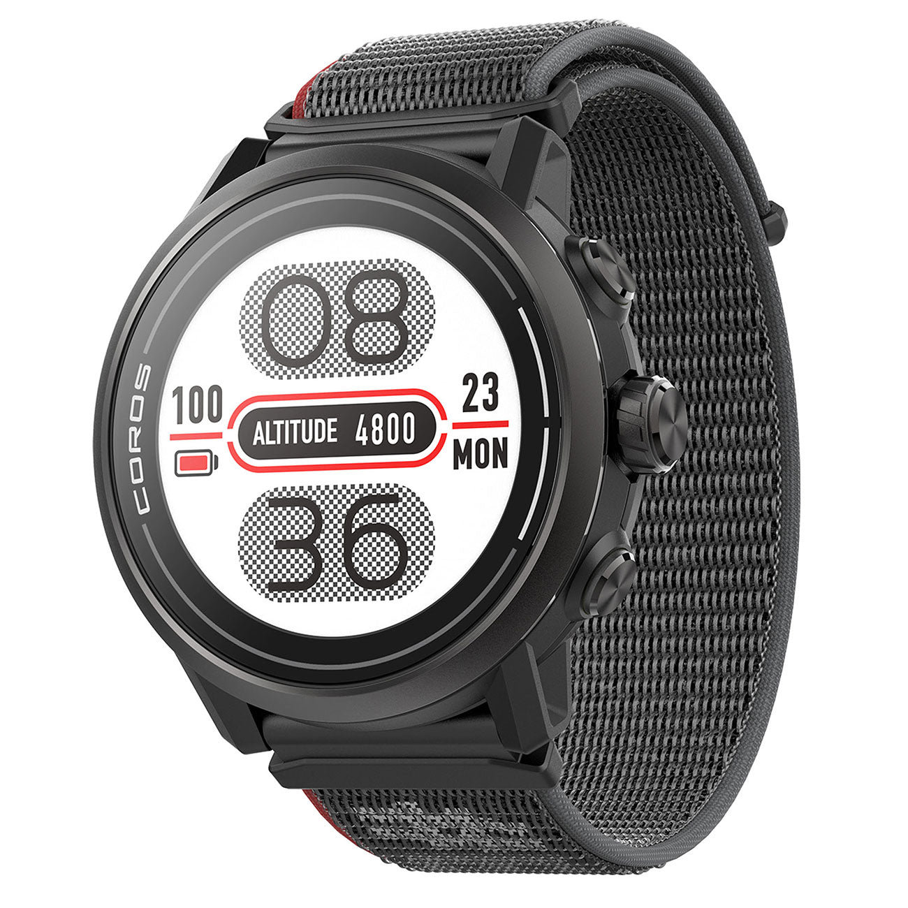 Coros Apex 2 – Hochpräzise GPS Multisport-Uhr mit Nylonarmband Black (schwarz) – Farbvariante schwarz – Detailansicht 2