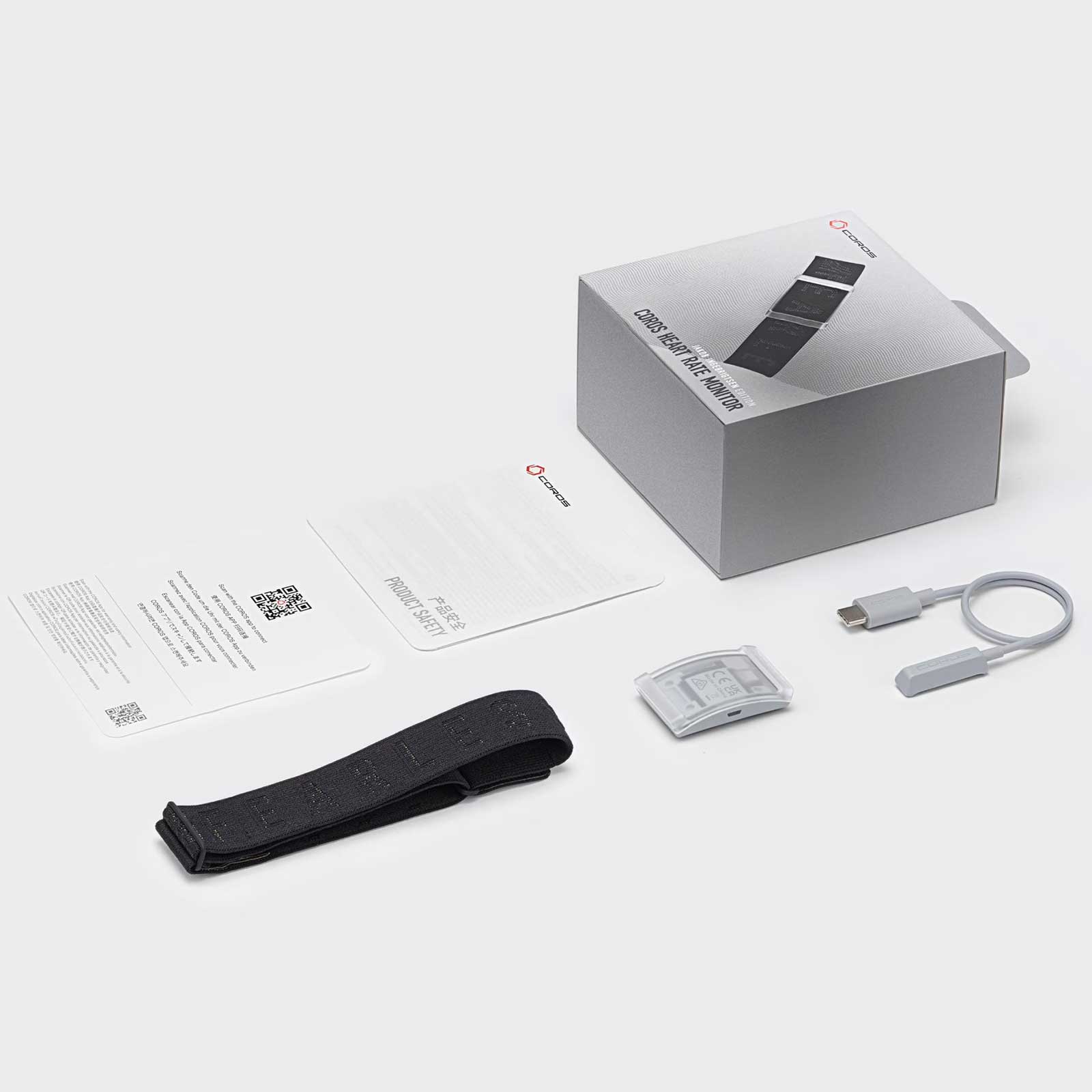 Coros Heart Rate Monitor – Herzfrequenzmesser mit Armband, 4 Farben – Lieferumfang und Zubehör / Messeransicht