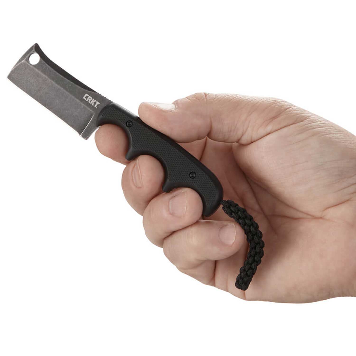 CRKT Minimalist Cleaver Blackout - Neck Knife mit Kunststoffscheide und Clip