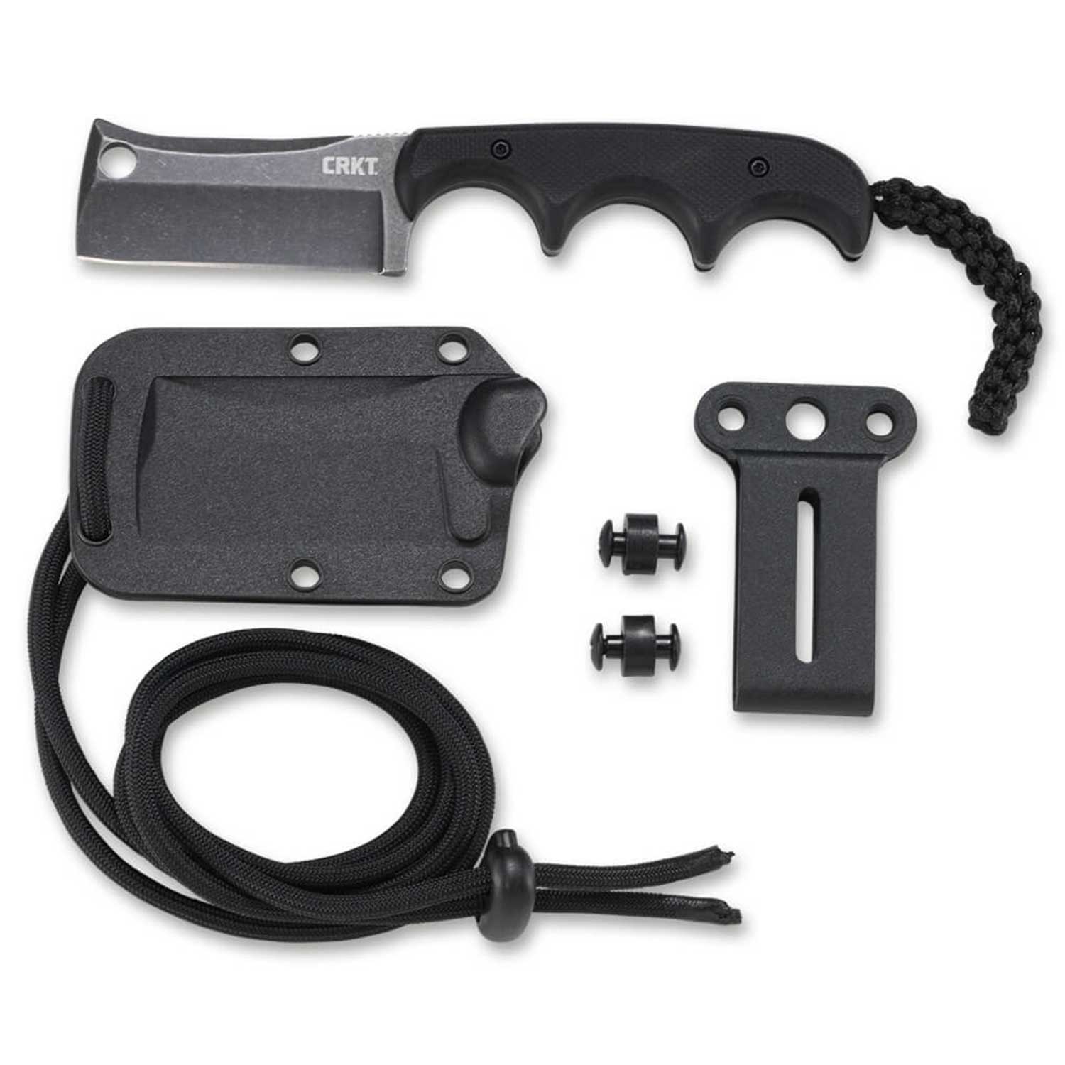 CRKT Minimalist Cleaver Blackout - Neck Knife mit Kunststoffscheide und Clip – Detailansicht