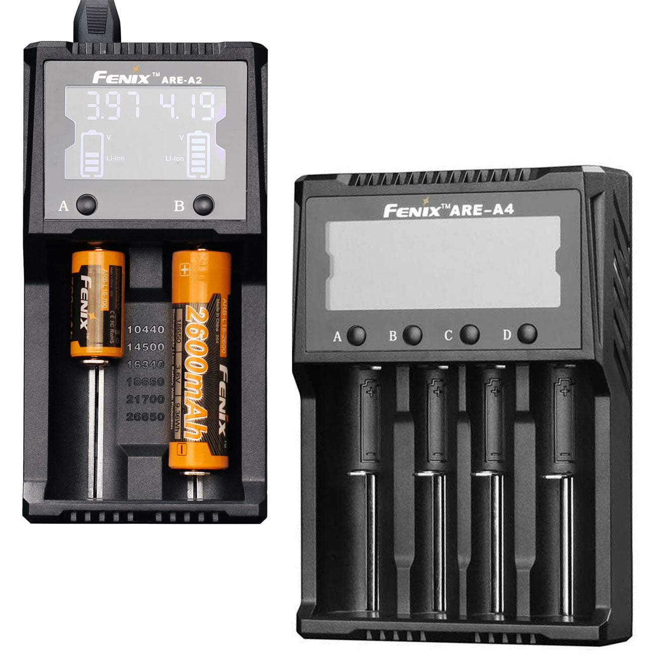 Fenix ARE-A digitales Ladegerät 230V für Li-Ion & Ni-MH Akkus
