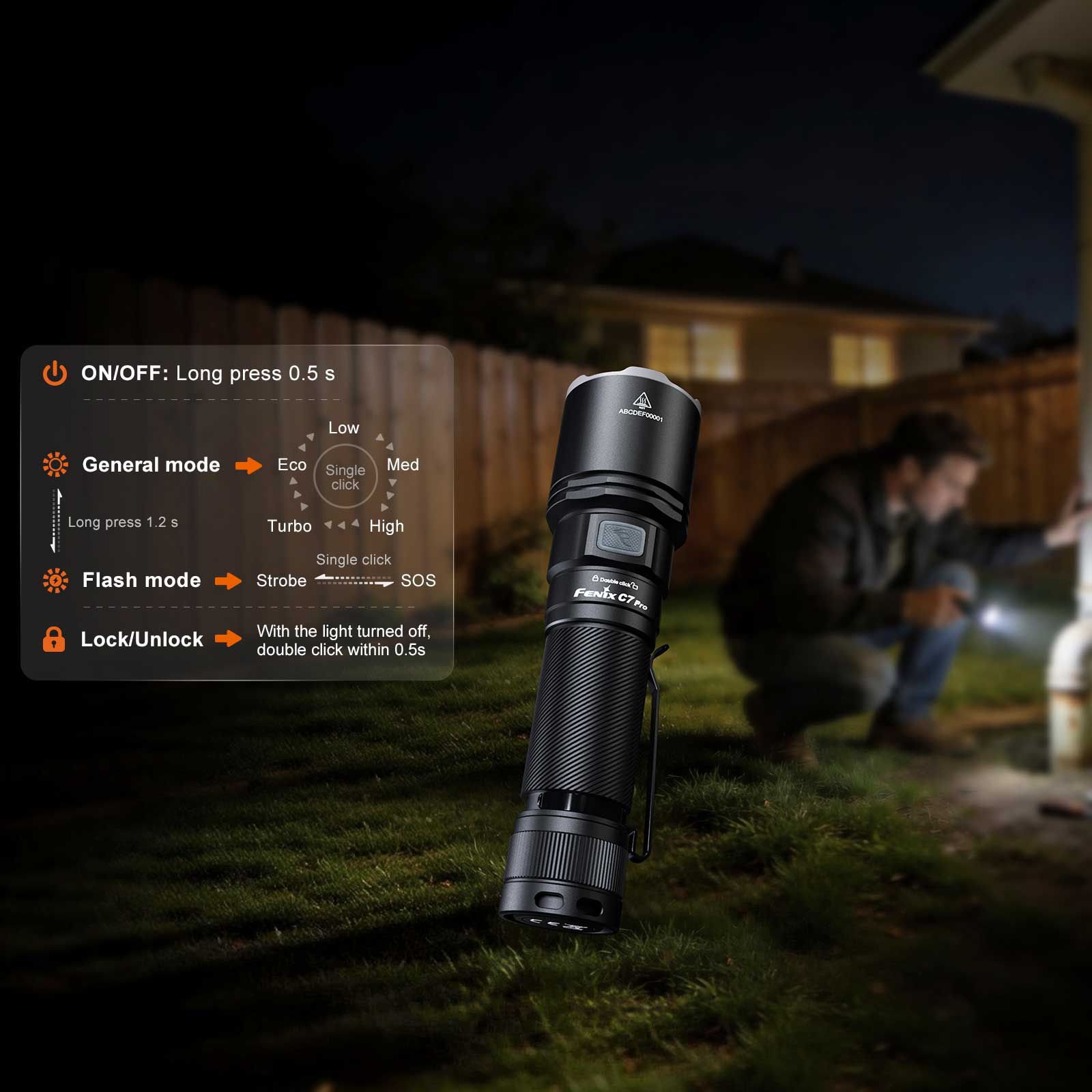 Fenix C7 Pro – LED Taschenlampe – Funktionen des Schalters
