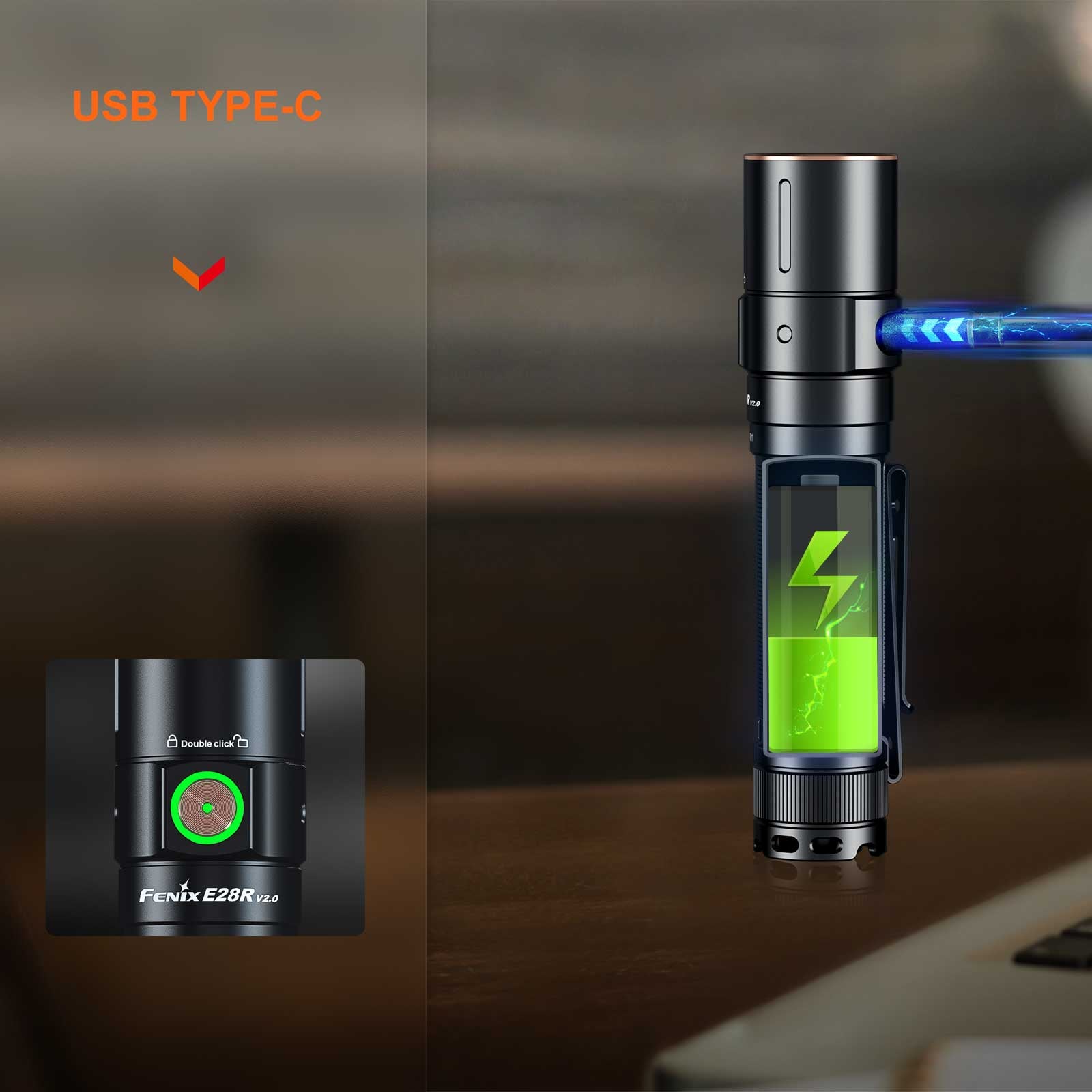Fenix E28R V2.0 – LED-Taschenlampe mit 1700 lm, Magnet, Clip, Akku & USB-C