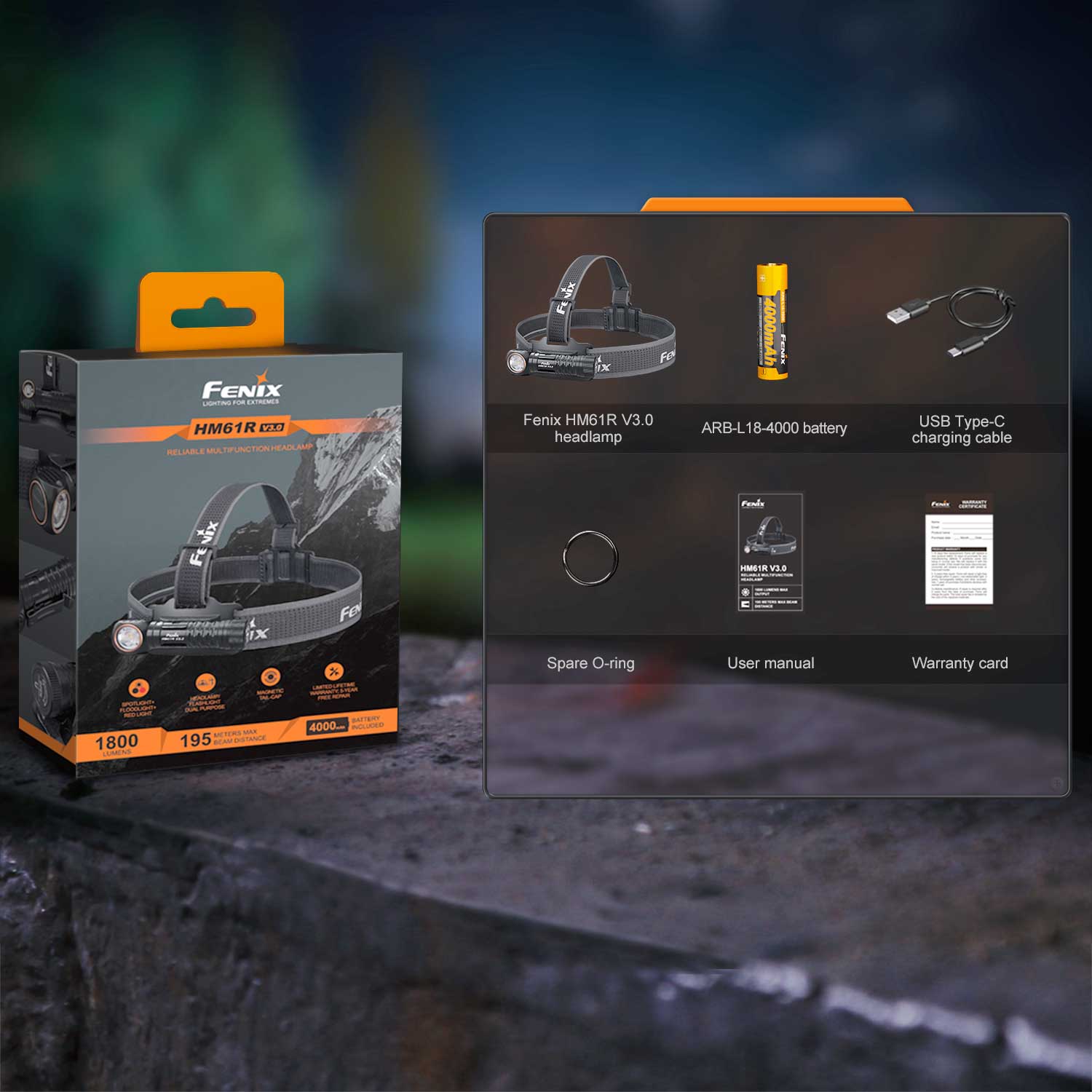 Fenix HM61R V3.0 – Stirnlampe mit 1800 lm, High CRI, Rotlicht & USB-C