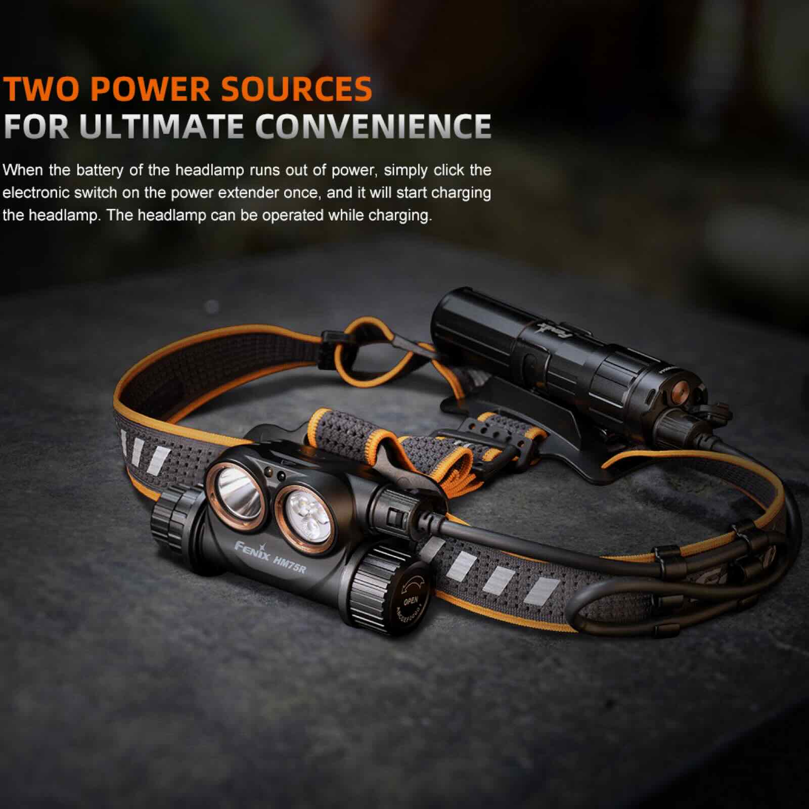 Fenix HM75R – Stirnlampe mit 1600 lm, Dual-Akku-System, Spot-, Flut- & Rotlicht
