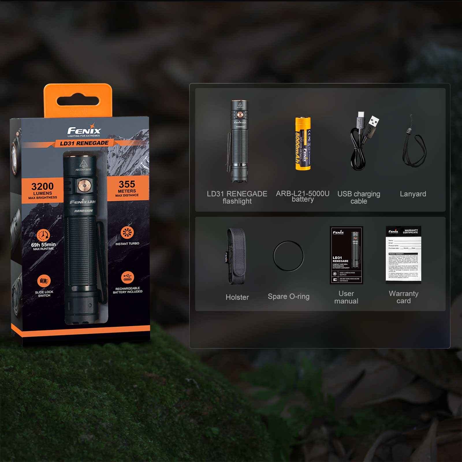 Fenix LD31 RENEGADE - LED Taschenlampe mit 3200lm