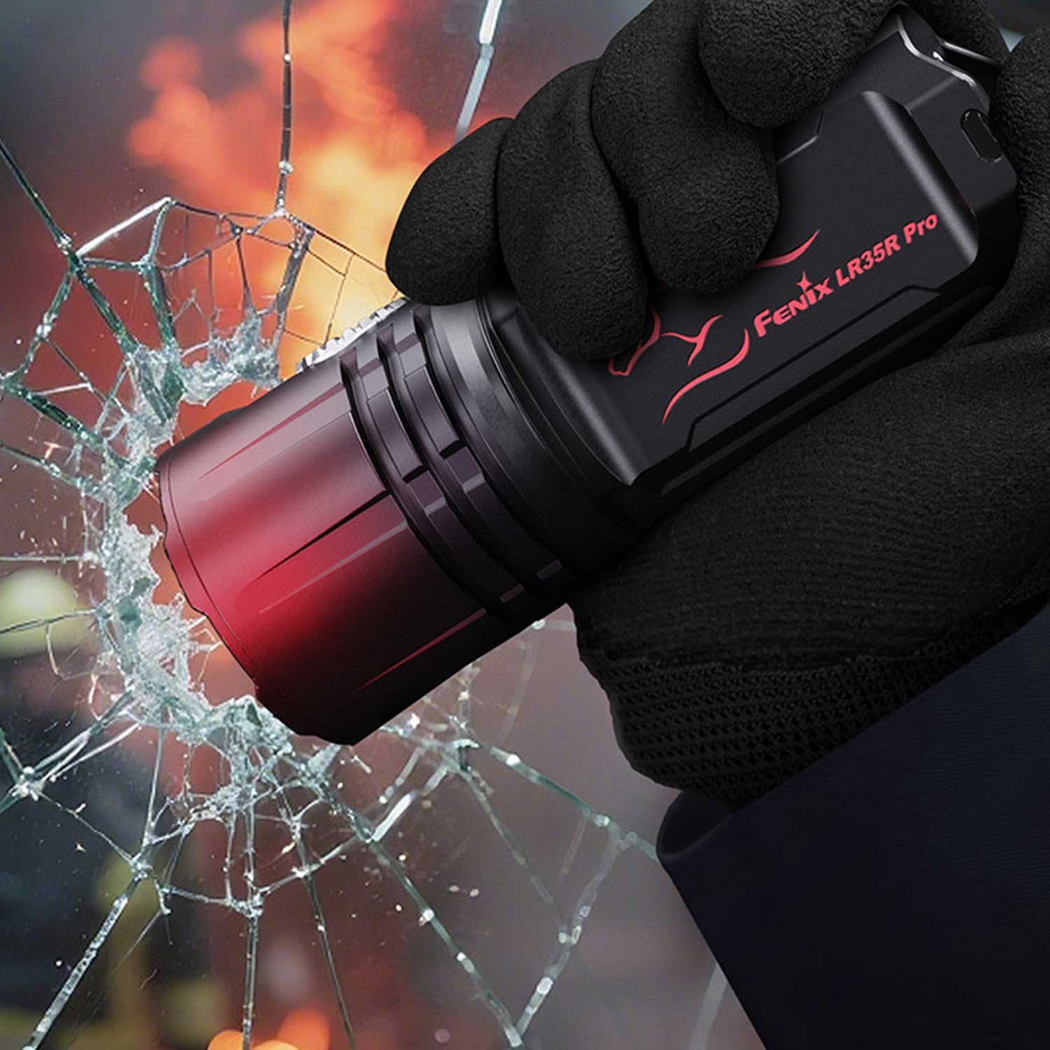 Fenix LR35R Pro Gradient – Limited Edition, 10.000 lm, Rotlicht, UV, Akku, USB-C – Detailansicht