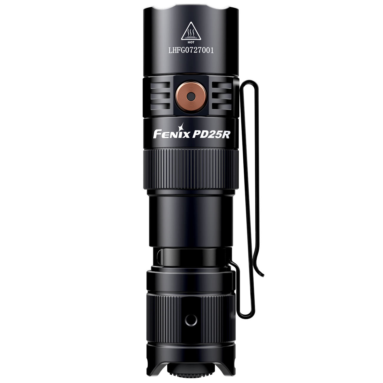 Fenix PD25R LED Taschenlampe 800 Lumen, 250m Leuchtweite,USB-C, Akku, Gürtelclip – Detailansicht